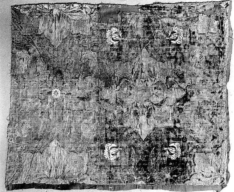 Textile Fragment, Velvet, silk, and metal wrapped yarns