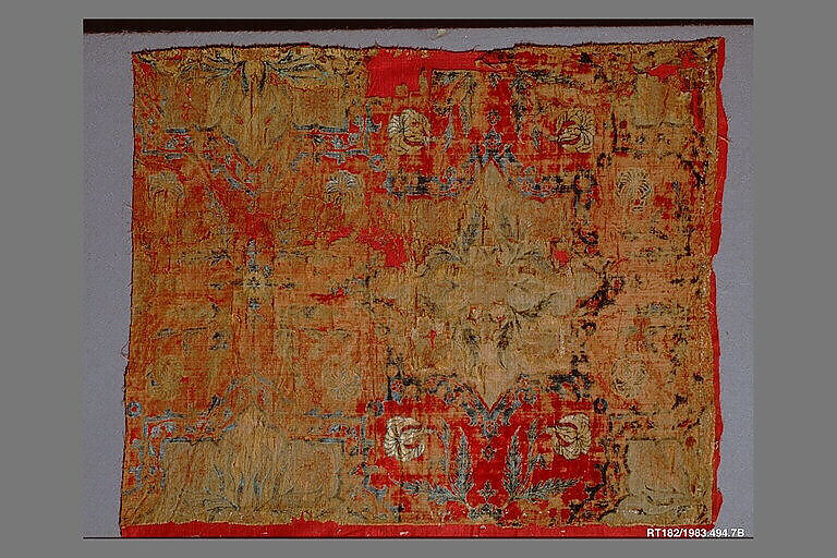 Textile Fragment, Velvet, silk, and metal wrapped yarns