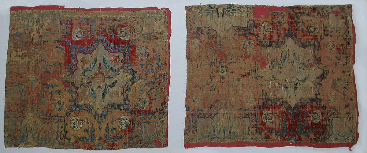 Textile Fragment, Velvet, silk, and metal wrapped yarns