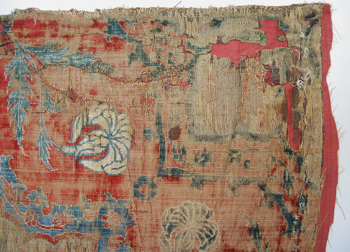 Textile Fragment, Velvet, silk, and metal wrapped yarns