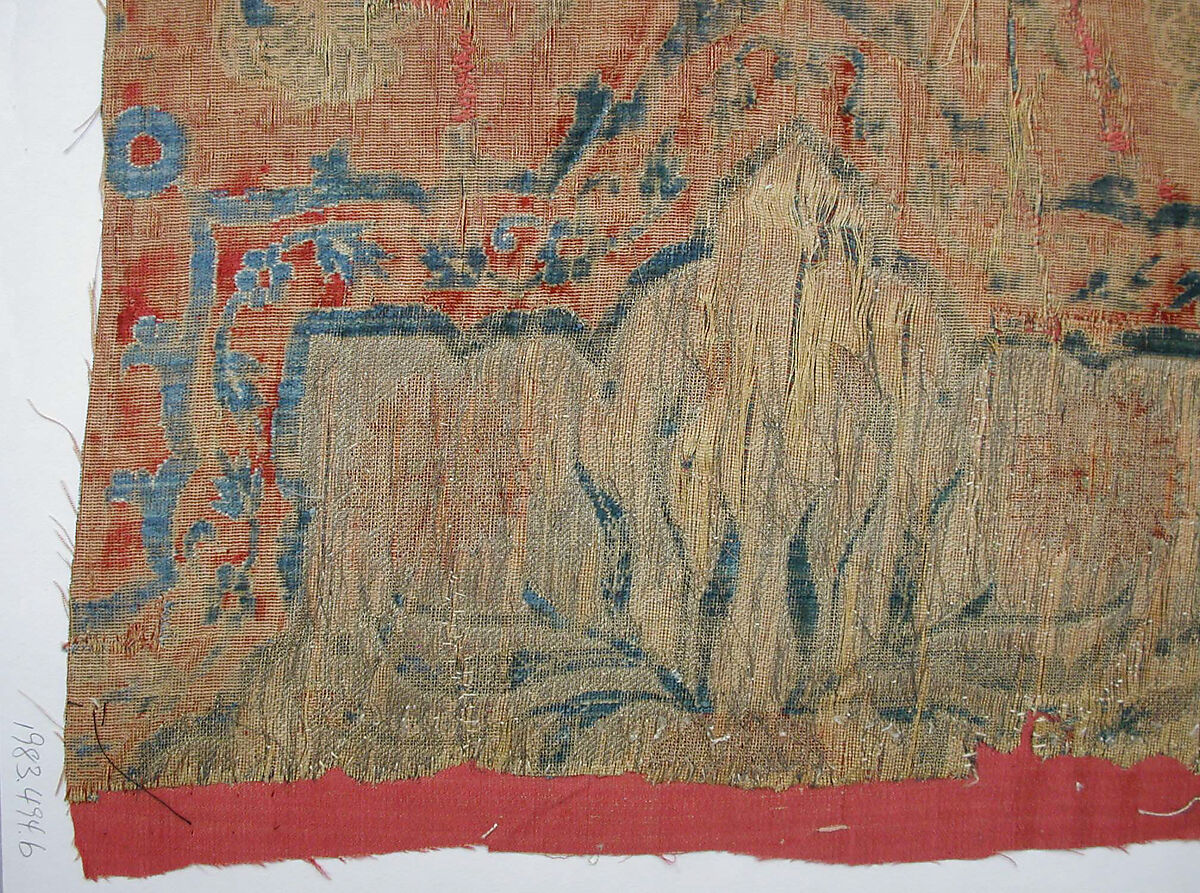 Textile Fragment, Velvet, silk, and metal wrapped yarns