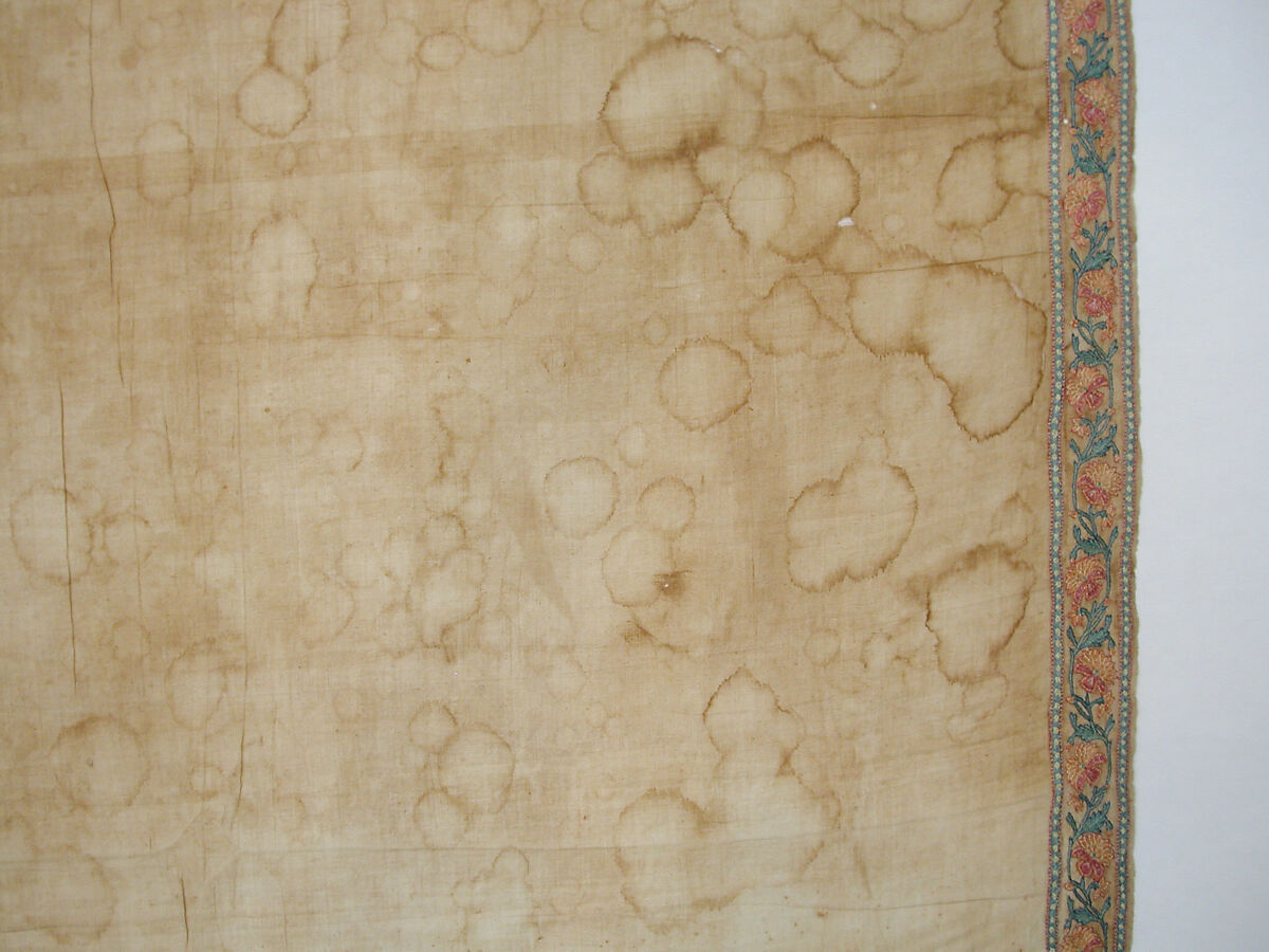 Sash (<Patka>) with a Floral Border, Cotton, silk; plain weave, embroidered