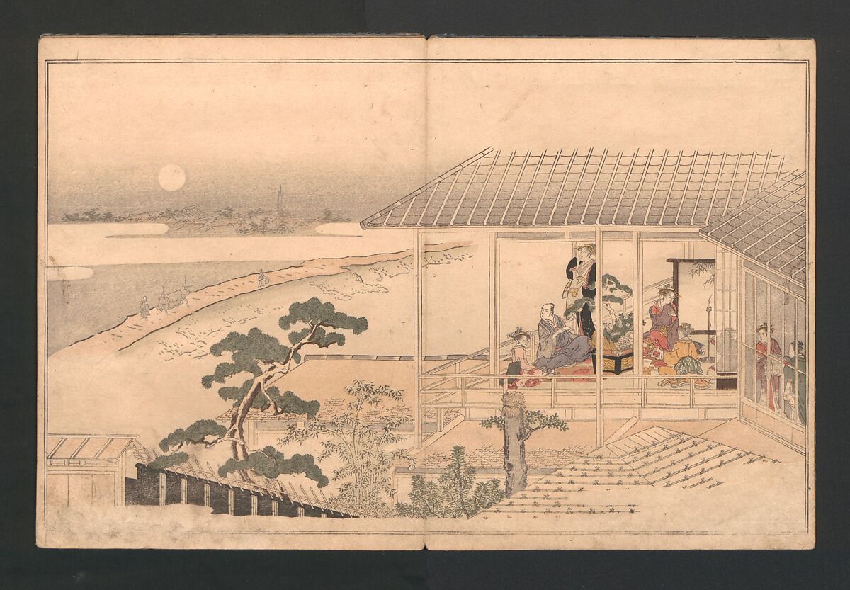 The Moon-Mad Monk, or Crazy Gazing at the Moon (Kyōgetsubō 狂月坊), Kitagawa Utamaro 喜多川歌麿 (Japanese, ca. 1754–1806), Polychrome woodblock printed book; ink and color on paper, Japan