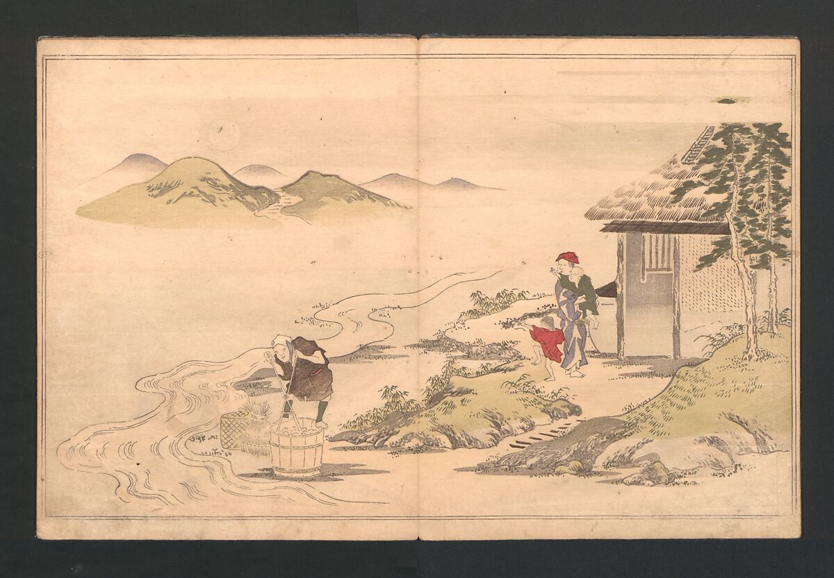 The Moon-Mad Monk, or Crazy Gazing at the Moon (Kyōgetsubō 狂月坊), Kitagawa Utamaro 喜多川歌麿 (Japanese, ca. 1754–1806), Polychrome woodblock printed book; ink and color on paper, Japan