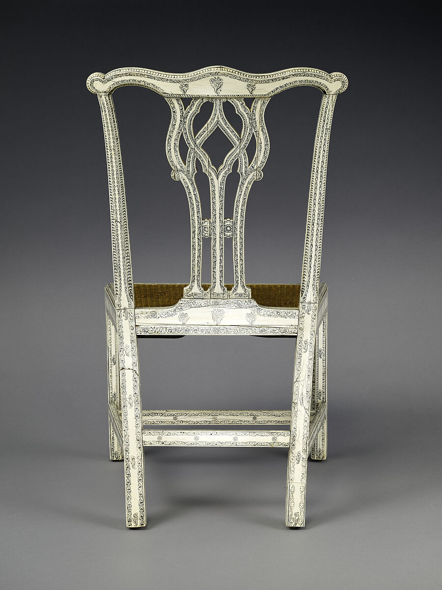 Chair (One of Set of Four), Fruitwood, ivory, and cane