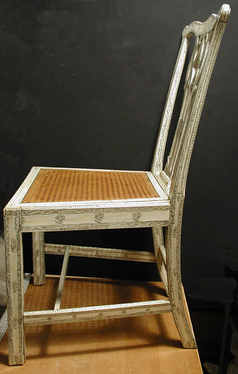 Chair (One of Set of Four), Fruitwood, ivory, and cane