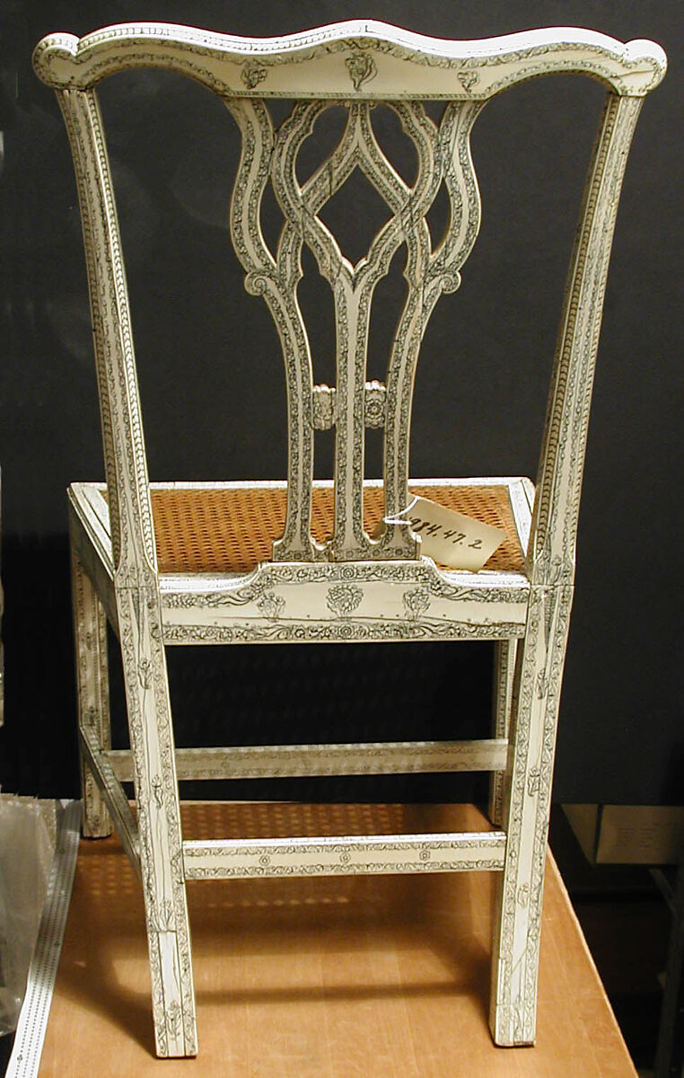 Chair (One of Set of Four), Fruitwood, ivory, and cane
