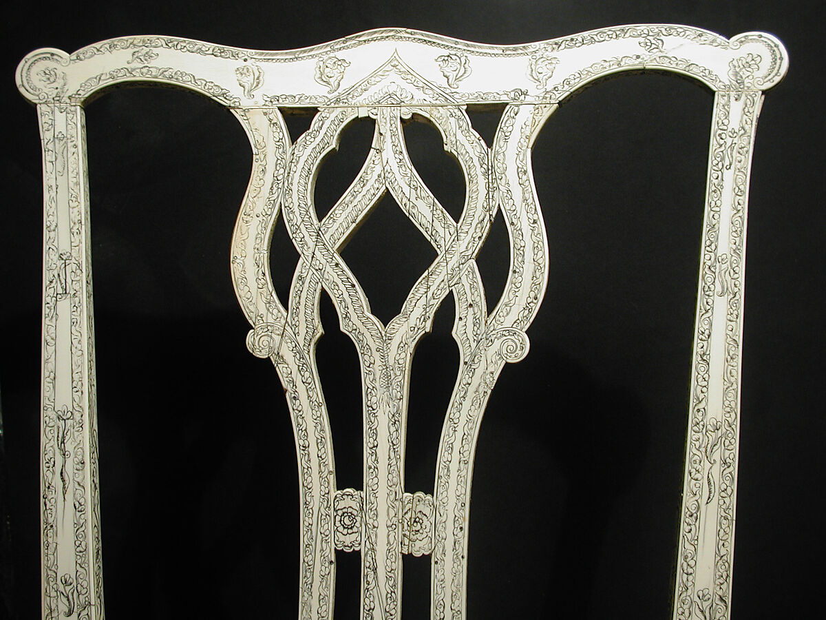 Chair (One of Set of Four), Fruitwood, ivory, and cane