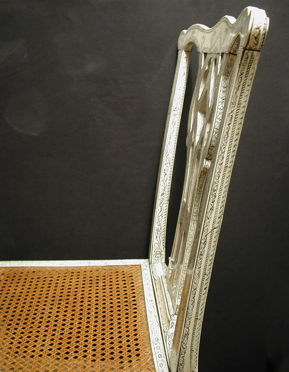 Chair (One of Set of Four), Fruitwood, ivory, and cane