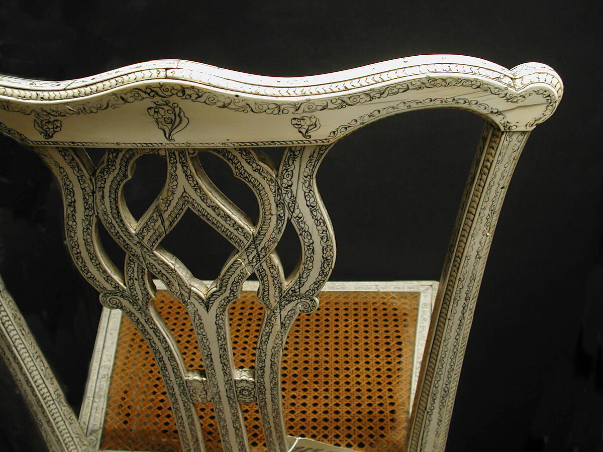 Chair (One of Set of Four), Fruitwood, ivory, and cane