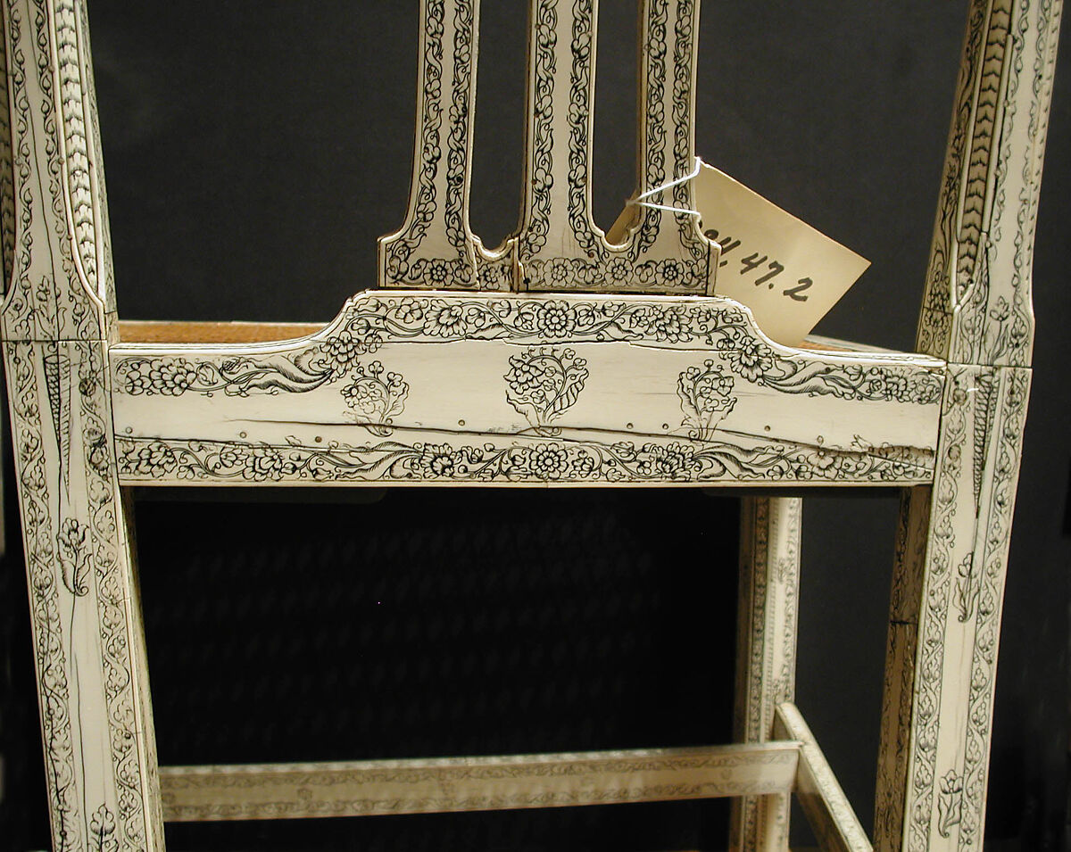 Chair (One of Set of Four), Fruitwood, ivory, and cane