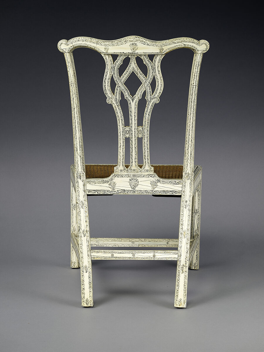 Chair (One of Set of Four), Fruitwood, ivory, and cane
