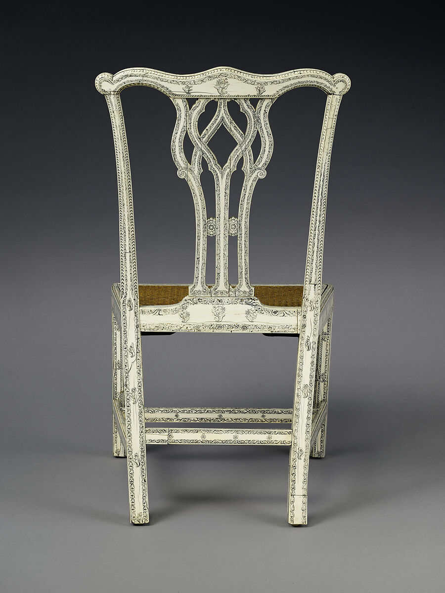 Chair (One of Set of Four), Fruitwood, ivory, and cane