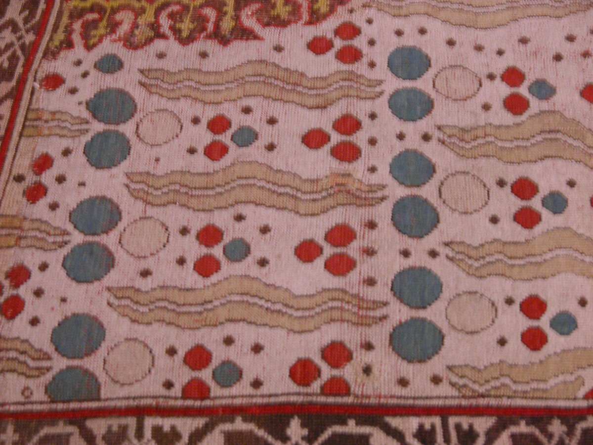 Ushak Medallion Carpet on White Ground, Wool (warp, weft and pile); symmetrically knotted pile