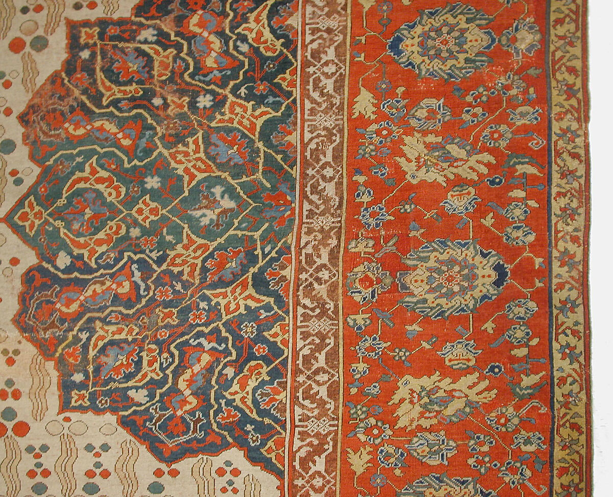 Ushak Medallion Carpet on White Ground, Wool (warp, weft and pile); symmetrically knotted pile