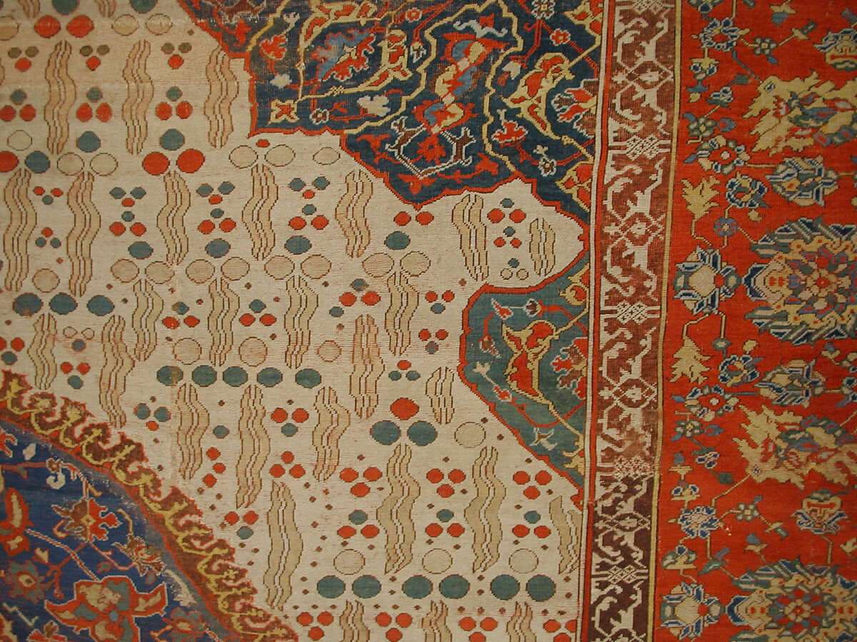 Ushak Medallion Carpet on White Ground, Wool (warp, weft and pile); symmetrically knotted pile