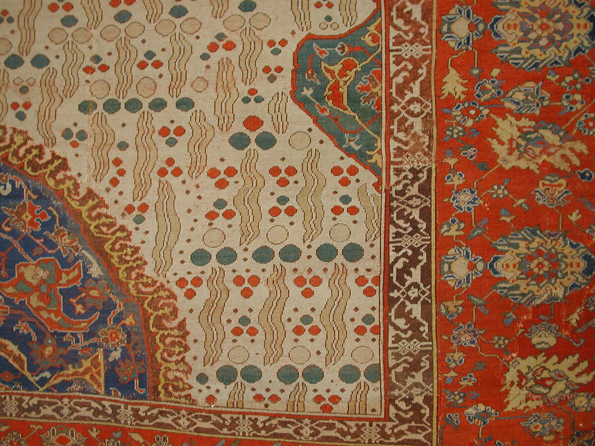 Ushak Medallion Carpet on White Ground, Wool (warp, weft and pile); symmetrically knotted pile