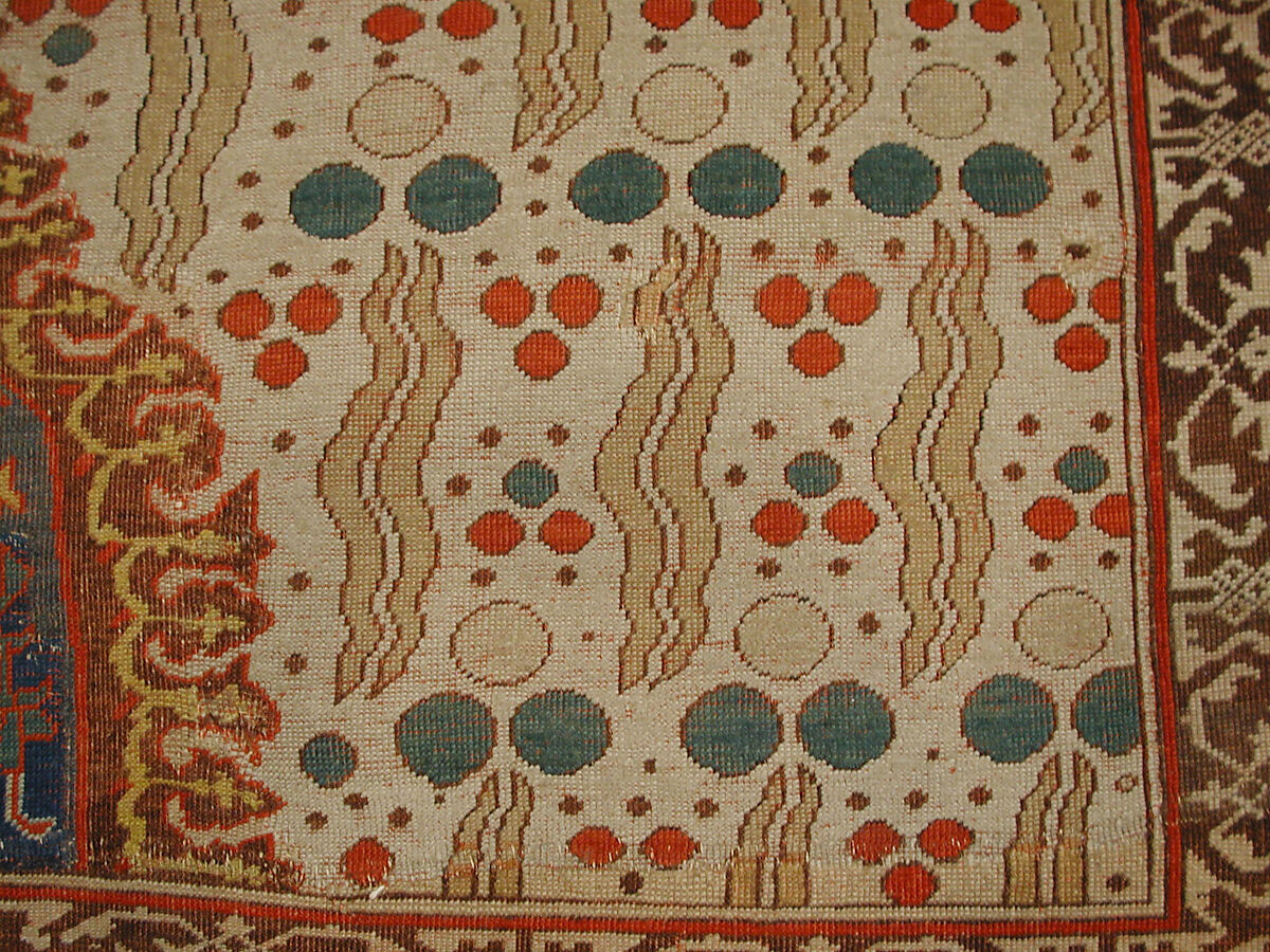 Ushak Medallion Carpet on White Ground, Wool (warp, weft and pile); symmetrically knotted pile