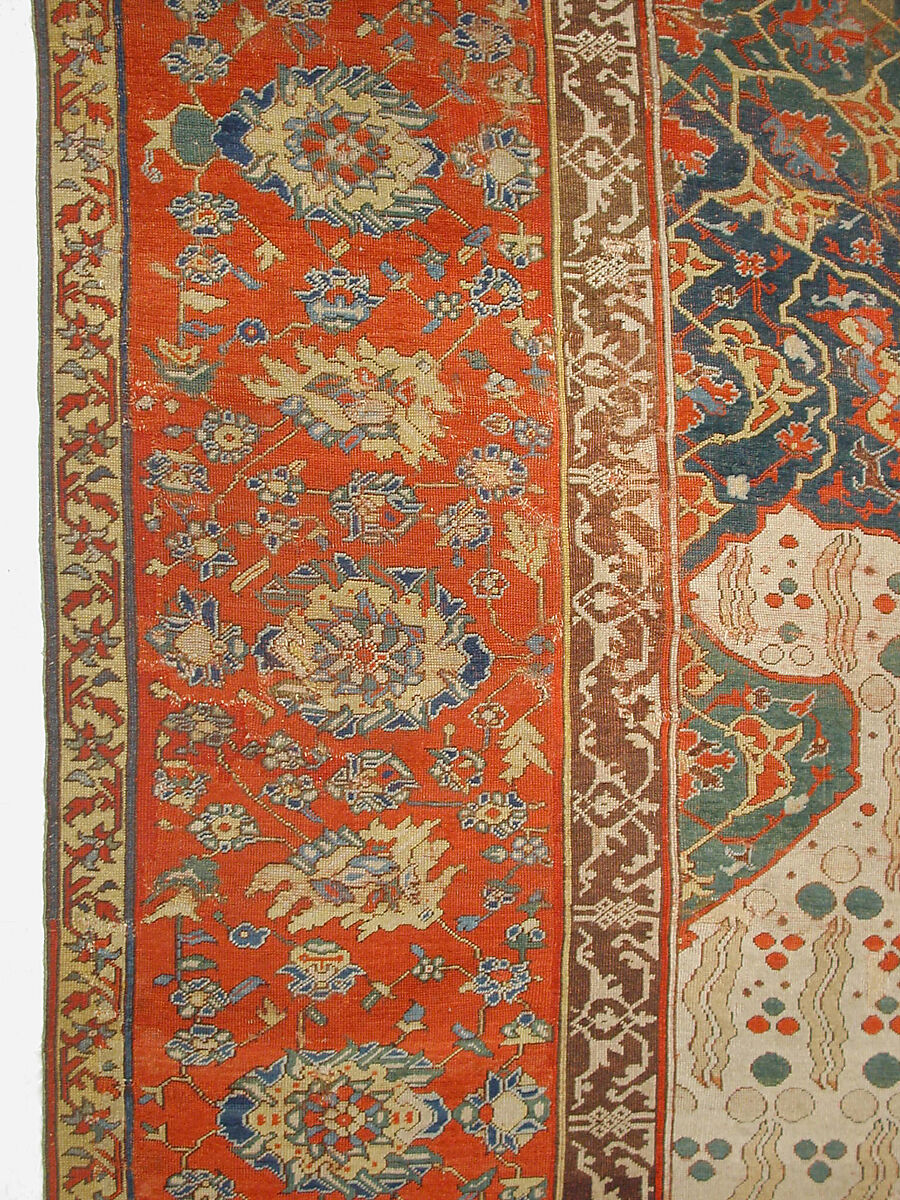 Ushak Medallion Carpet on White Ground, Wool (warp, weft and pile); symmetrically knotted pile