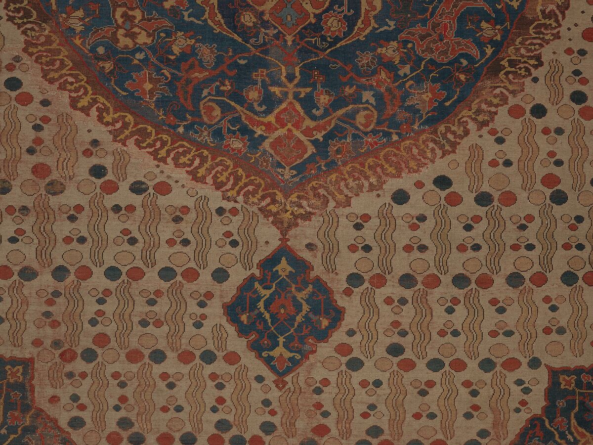 Ushak Medallion Carpet on White Ground, Wool (warp, weft and pile); symmetrically knotted pile