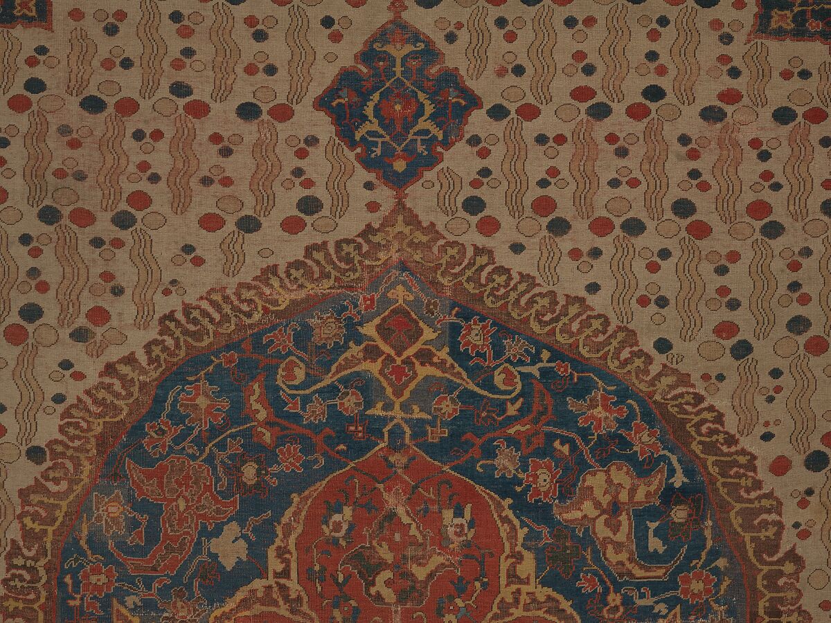 Ushak Medallion Carpet on White Ground, Wool (warp, weft and pile); symmetrically knotted pile