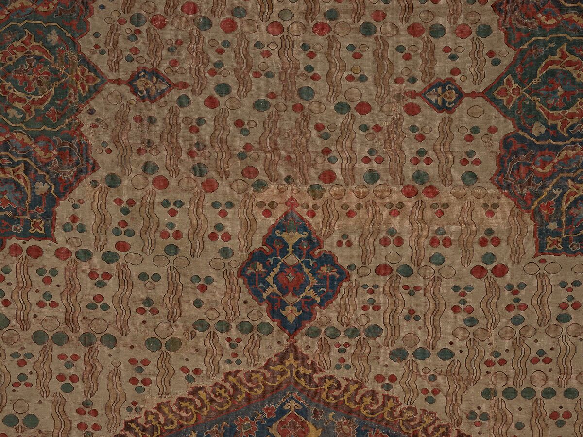 Ushak Medallion Carpet on White Ground, Wool (warp, weft and pile); symmetrically knotted pile