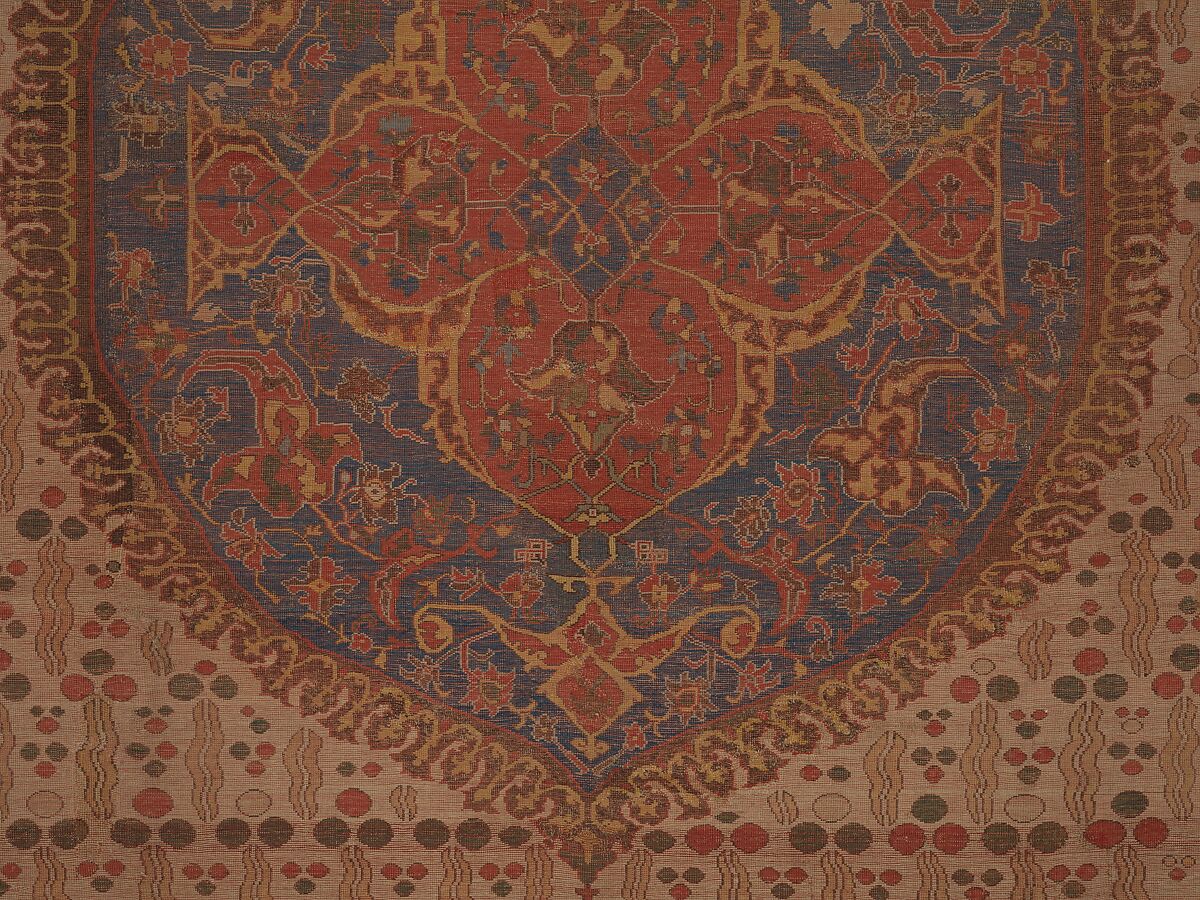 Ushak Medallion Carpet on White Ground, Wool (warp, weft and pile); symmetrically knotted pile
