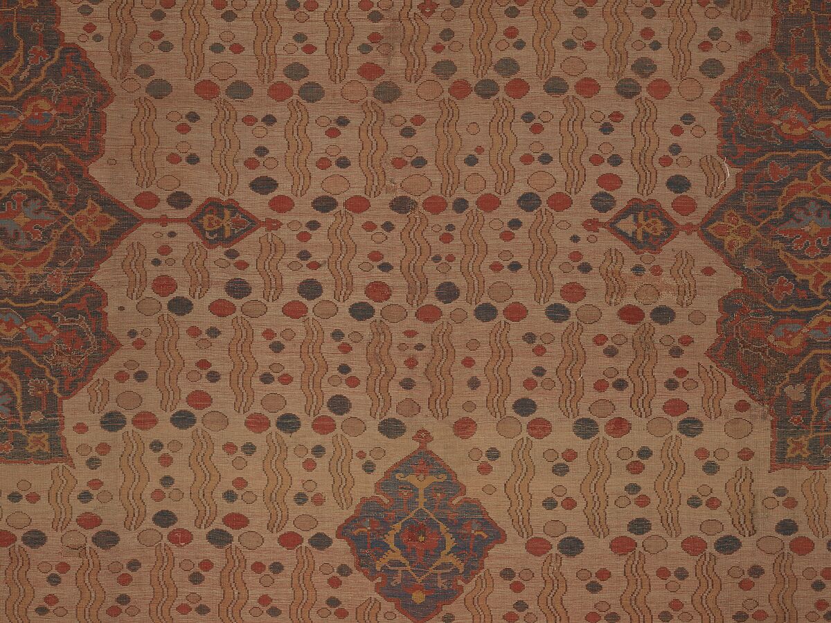 Ushak Medallion Carpet on White Ground, Wool (warp, weft and pile); symmetrically knotted pile