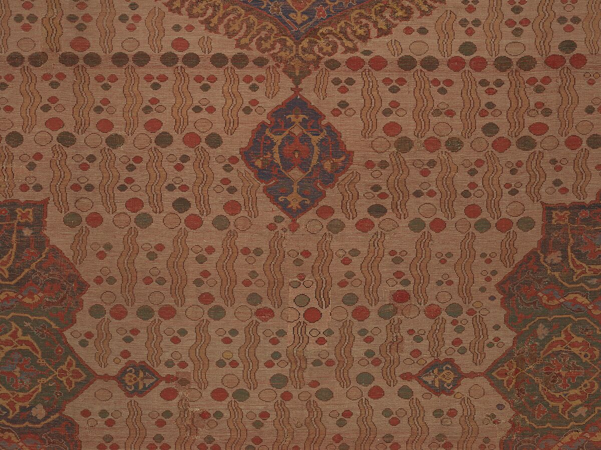 Ushak Medallion Carpet on White Ground, Wool (warp, weft and pile); symmetrically knotted pile