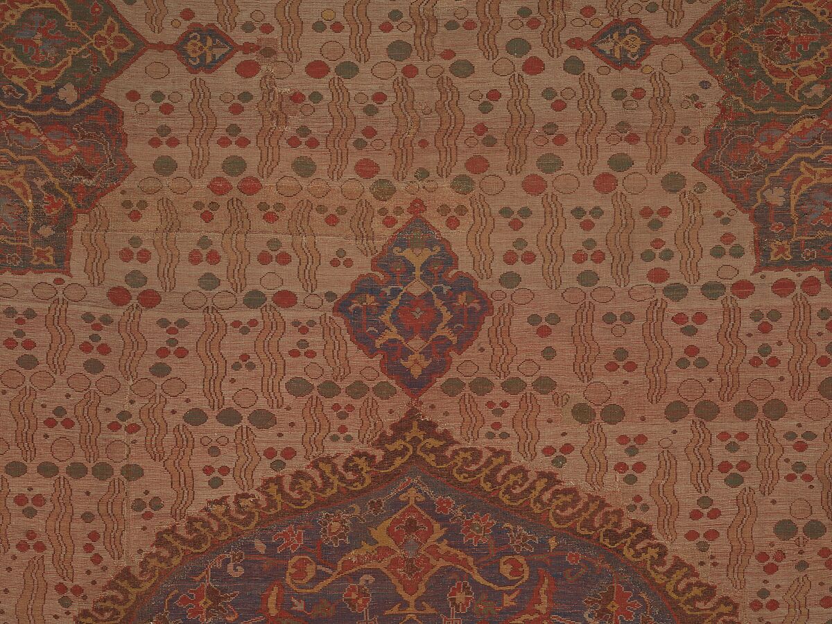 Ushak Medallion Carpet on White Ground, Wool (warp, weft and pile); symmetrically knotted pile