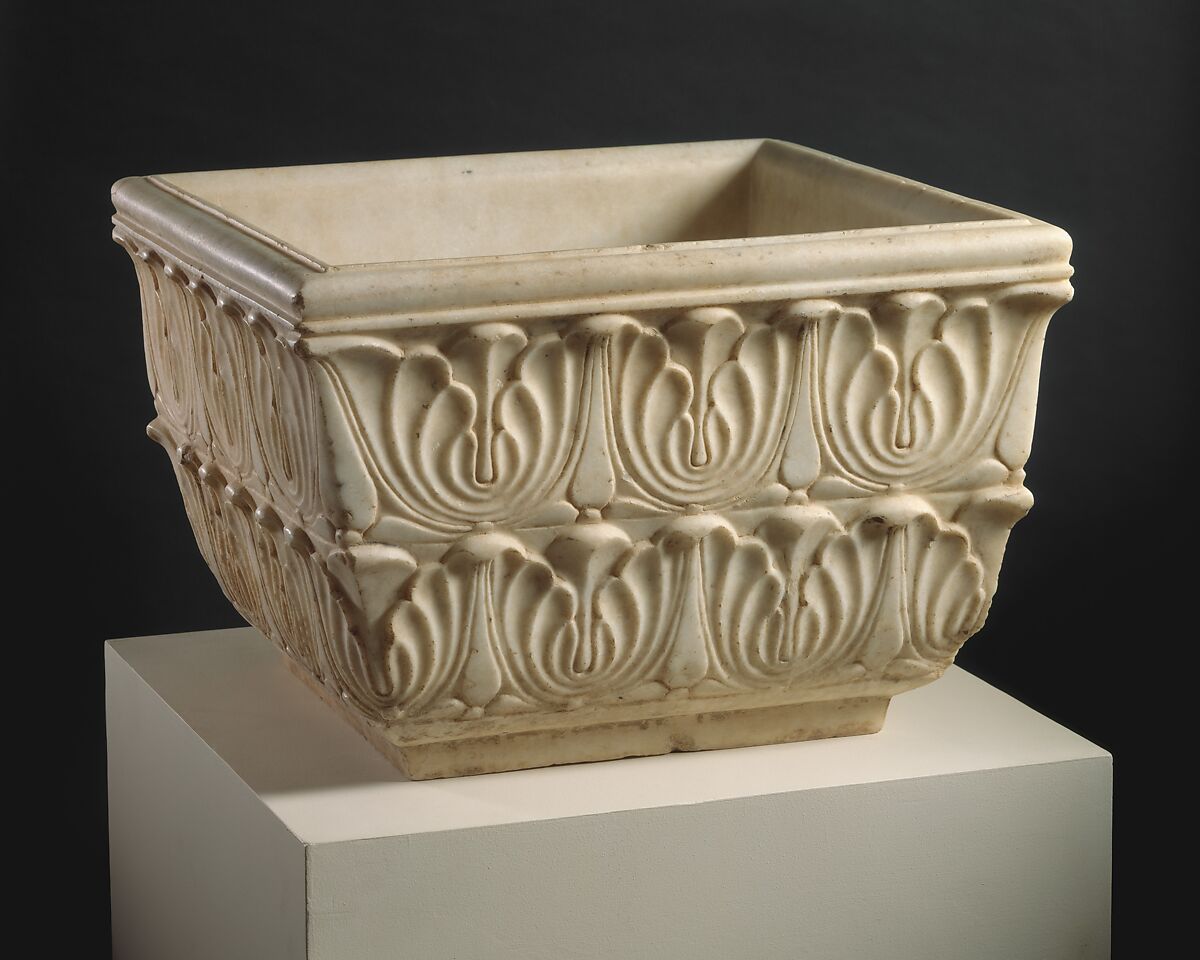 Basin with Stylized Lotus Blossoms, Marble 