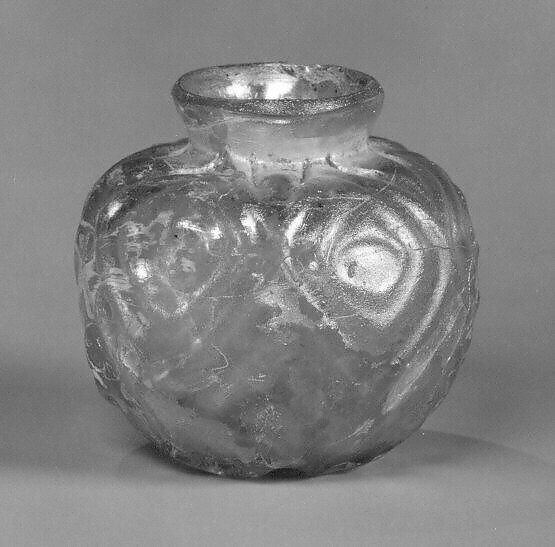 Vase with Molded Diamond Pattern, Glass, colorless; mold blown
