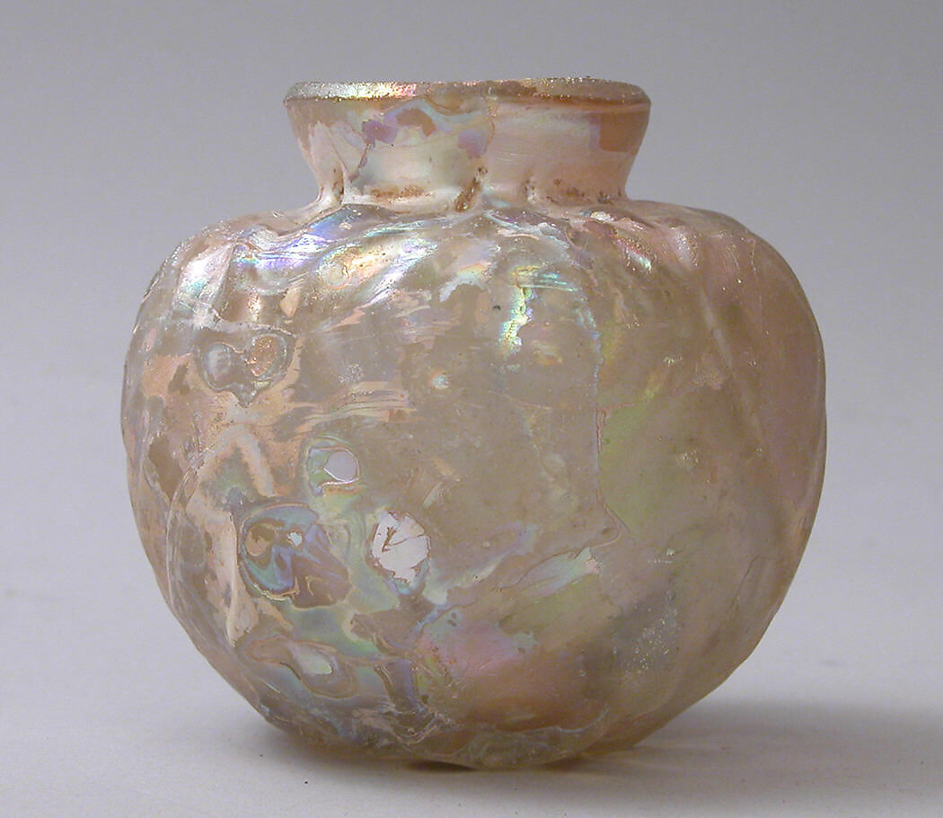 Vase with Molded Diamond Pattern, Glass, colorless; mold blown 