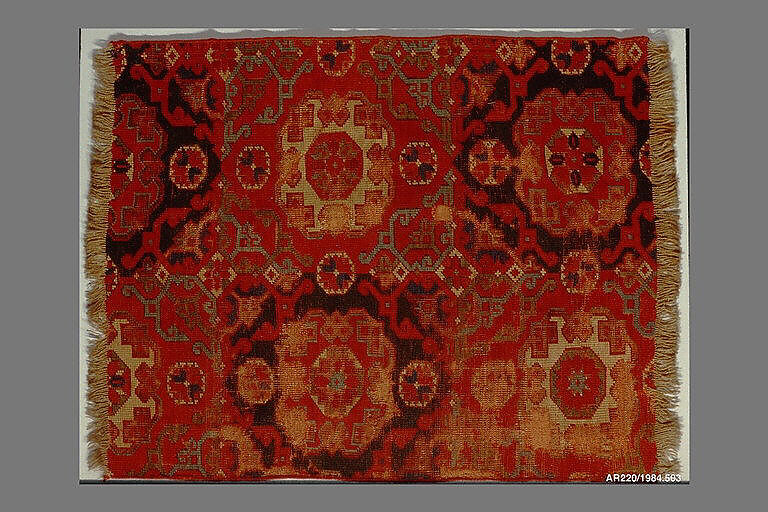 'Holbein' Carpet Fragment, Wool (warp, weft, and pile); symmetrically knotted pile