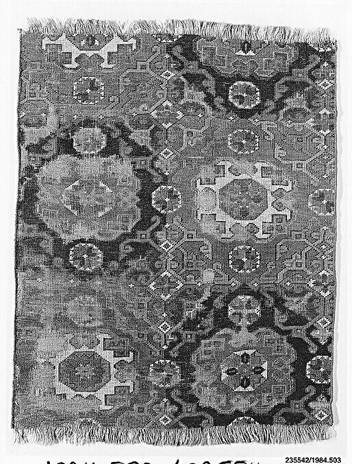 'Holbein' Carpet Fragment, Wool (warp, weft, and pile); symmetrically knotted pile