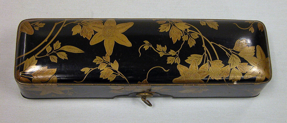 Small Letter Box (Ko-fubako) with Decoration of Clematis Vine, Gold maki-e on black lacquer, Japan 