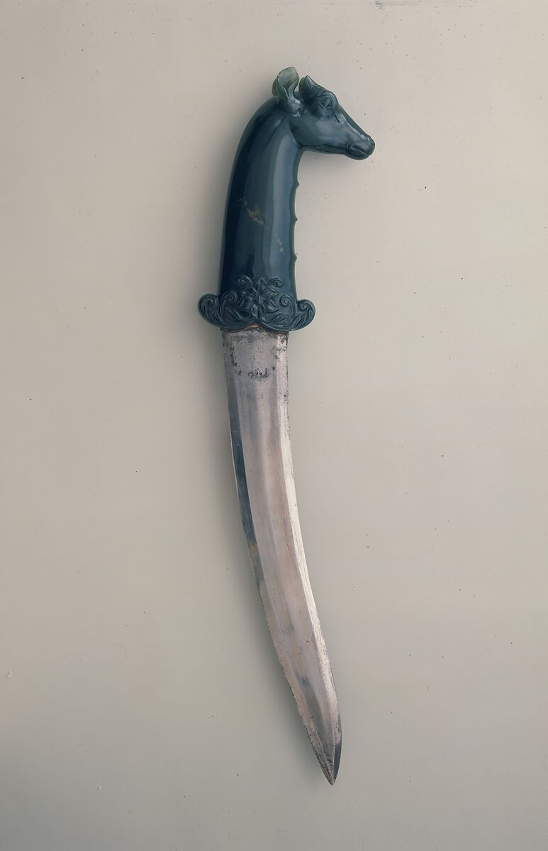 Dagger with Hilt in the Form of a Blue Bull (Nilgai), Hilt: Nephrite
Blade: Watered steel