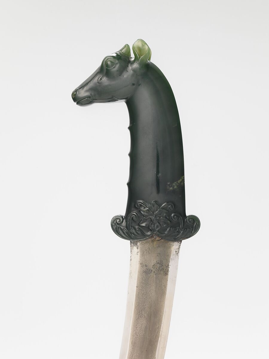 Dagger with Hilt in the Form of a Blue Bull (Nilgai), Hilt: Nephrite
Blade: Watered steel