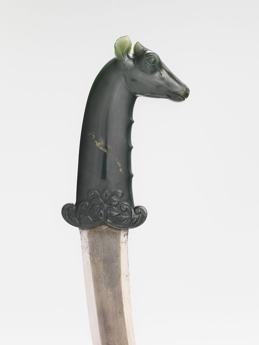 Dagger with Hilt in the Form of a Blue Bull (Nilgai), Hilt: Nephrite
Blade: Watered steel