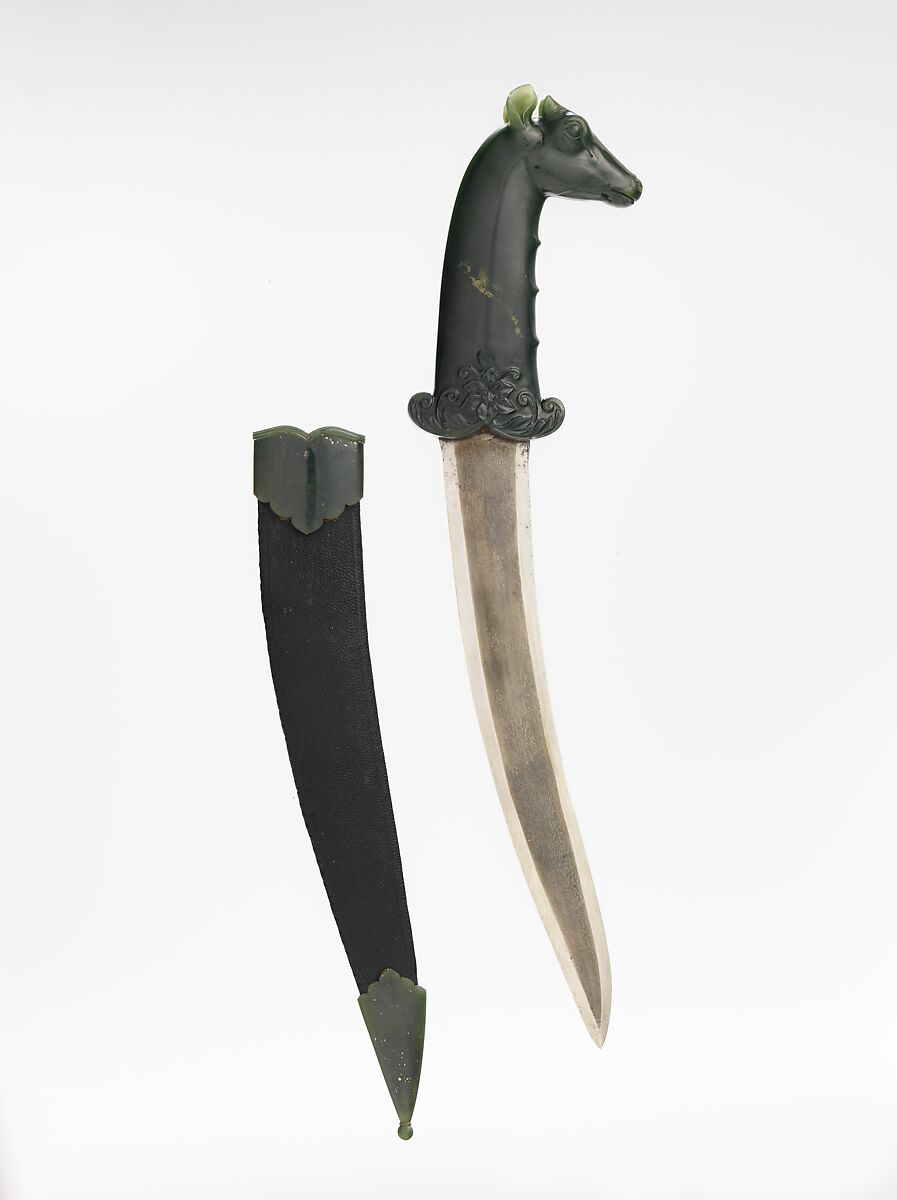 Dagger with Hilt in the Form of a Blue Bull (Nilgai), Hilt: Nephrite<br/>Blade: Watered steel