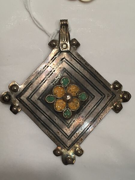 Pendant, SIlver, niello, and enamel 