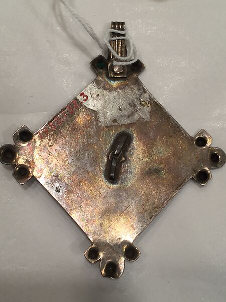 Pendant, SIlver, niello, and enamel