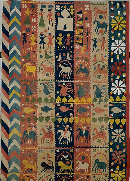 Hanging (Kanduri), Cotton; plain weave, appliquéd and embroidered