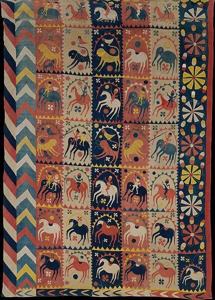 Hanging (Kanduri), Cotton; plain weave, appliquéd and embroidered