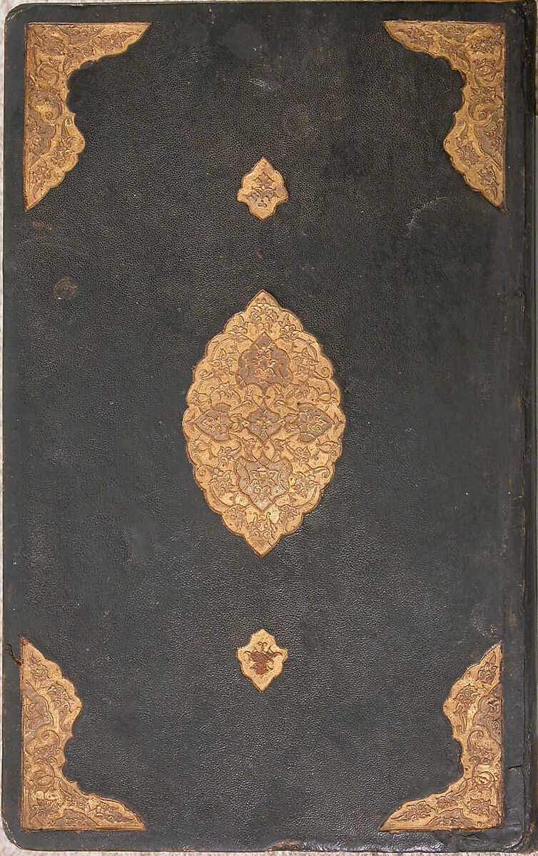 Bustan (Orchard) of Sa'di, Sa'di (Iranian, Shiraz ca. 1213–1291 Shiraz), Ink, opaque watercolor, and gold on paper; leather