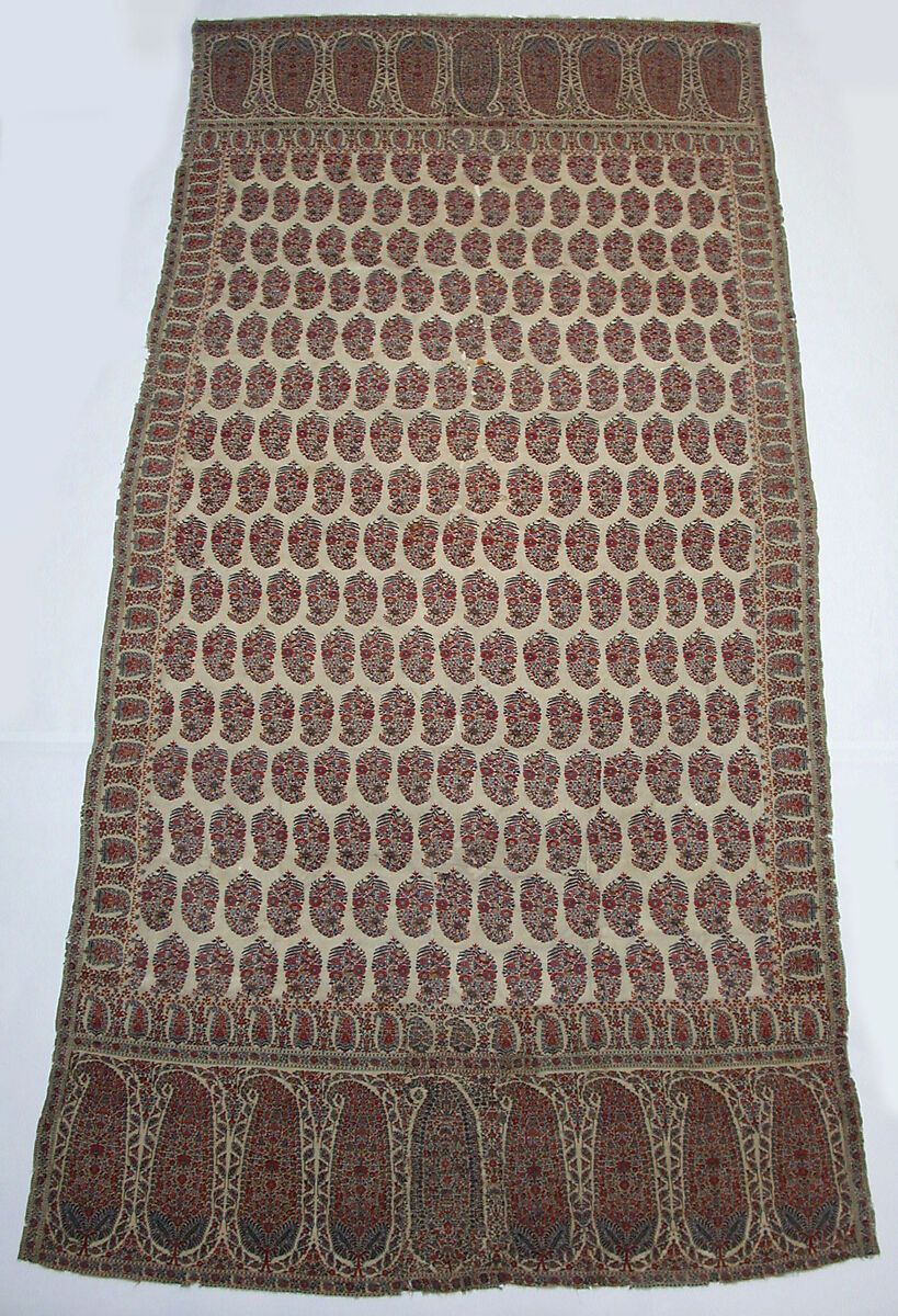 Shawl of Joined Fragments, Wool; double interlocking twill tapestry weave, pieced