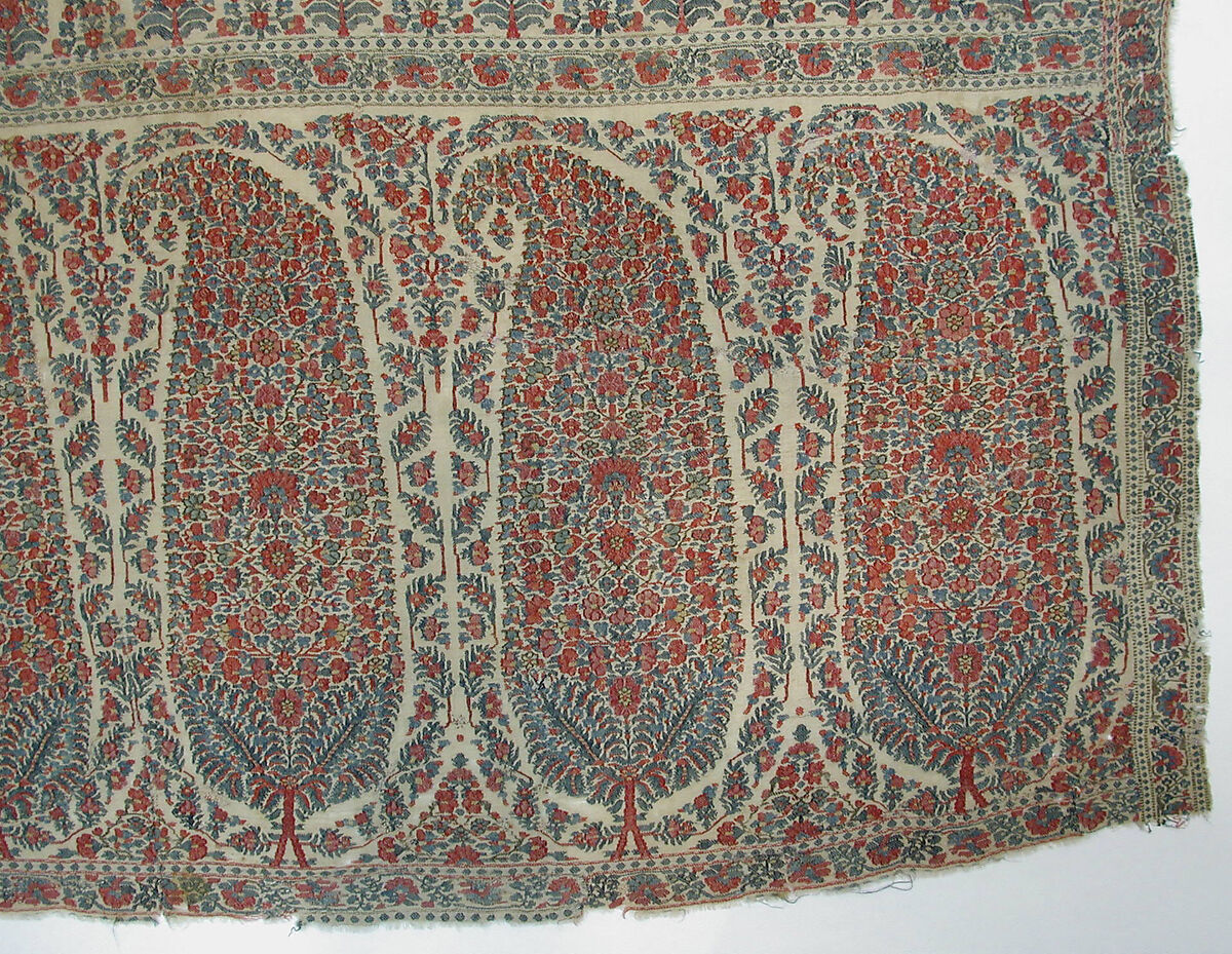 Shawl of Joined Fragments, Wool; double interlocking twill tapestry weave, pieced