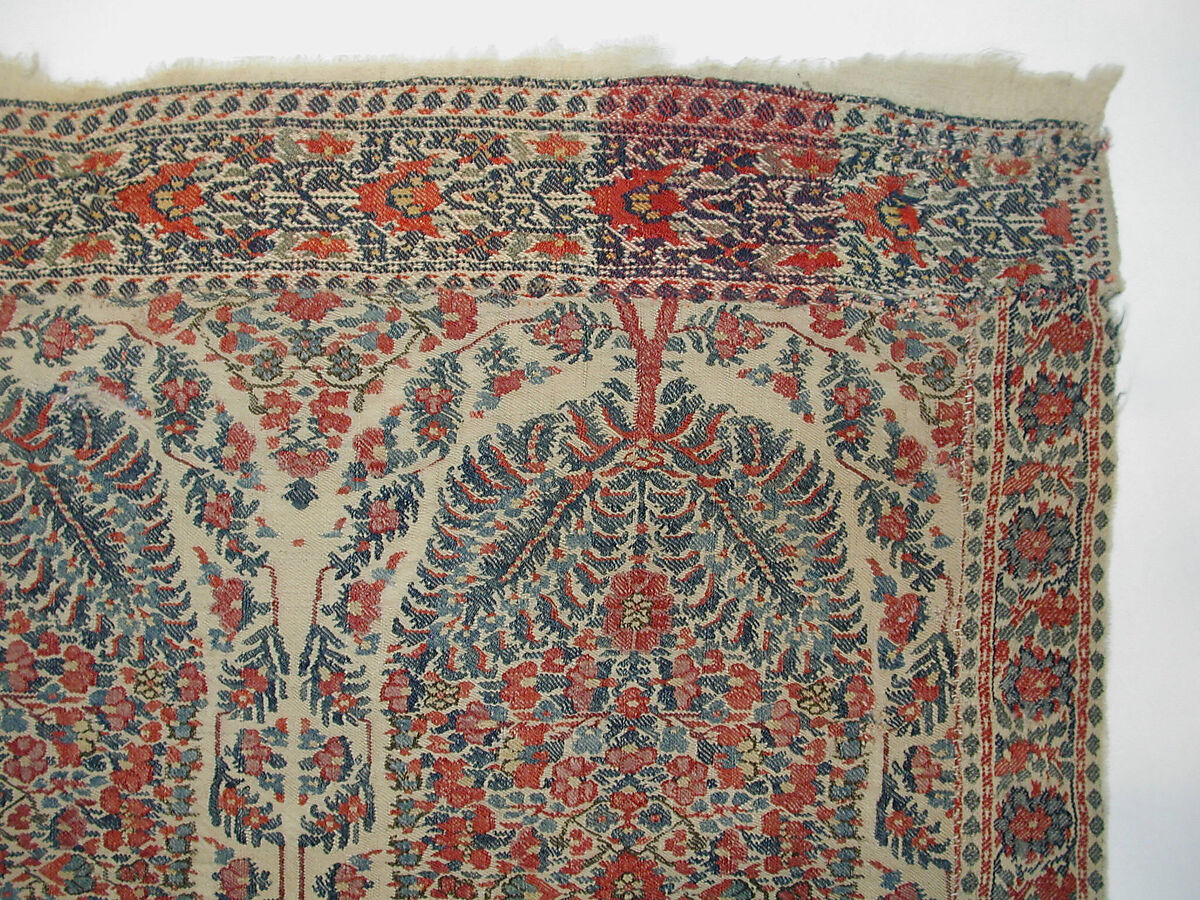 Shawl of Joined Fragments, Wool; double interlocking twill tapestry weave, pieced