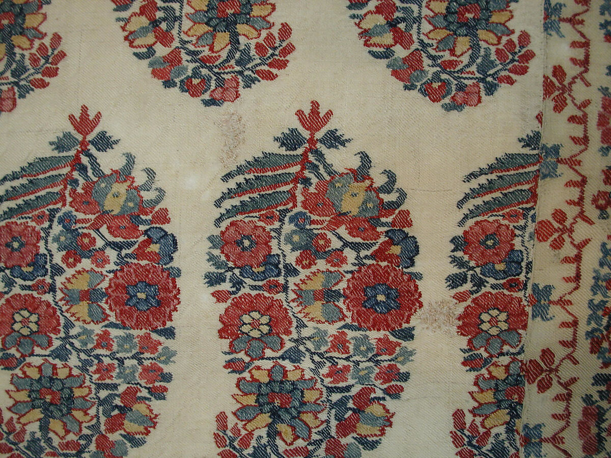 Shawl of Joined Fragments, Wool; double interlocking twill tapestry weave, pieced