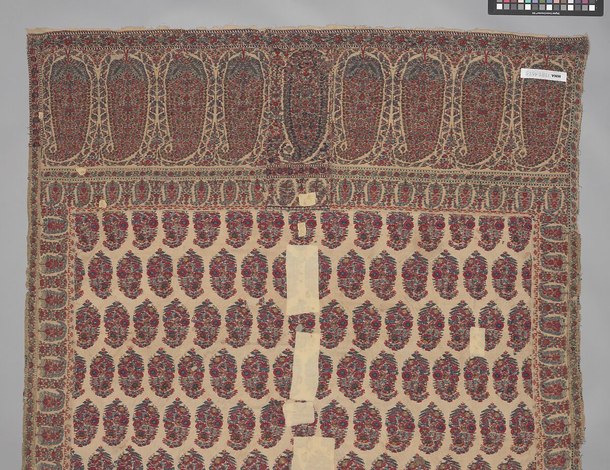 Shawl of Joined Fragments, Wool; double interlocking twill tapestry weave, pieced